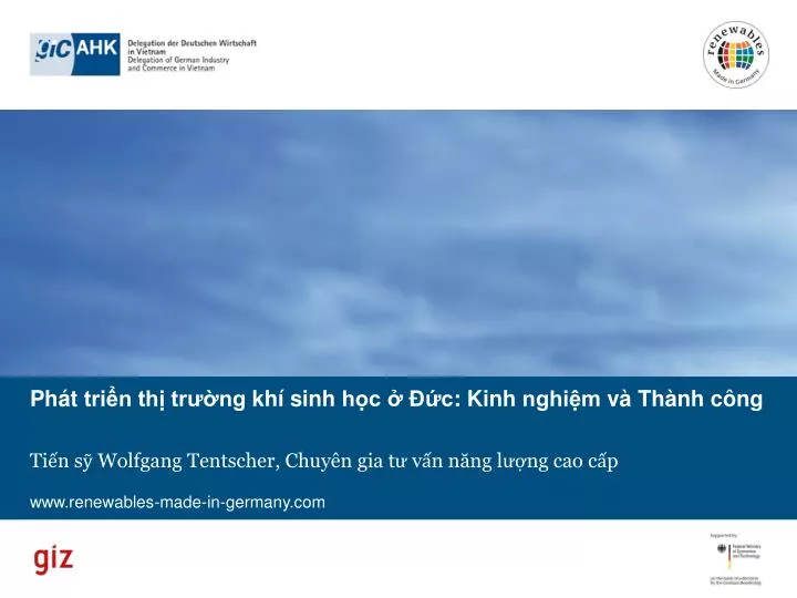 PPT Phát triển thị trường khí sinh học ở Đức Kinh nghiệm và Thành công PowerPoint