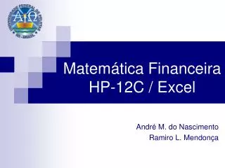 PPT Matem Tica Financeira HP 12C E Excel PowerPoint Presentation