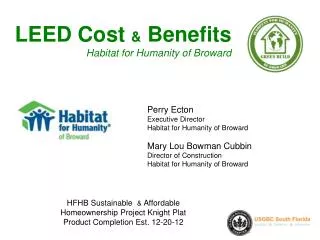 LEED Cost &amp; Benefits Habitat for Humanity of Broward