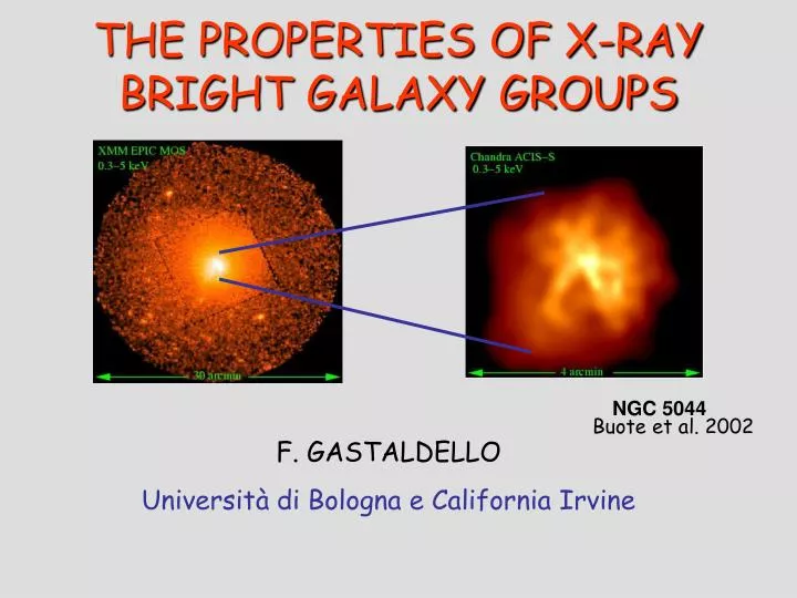 the properties of x ray bright galaxy groups