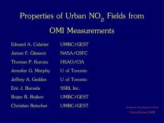 Properties of Urban NO 2 Fields from OMI Measurements