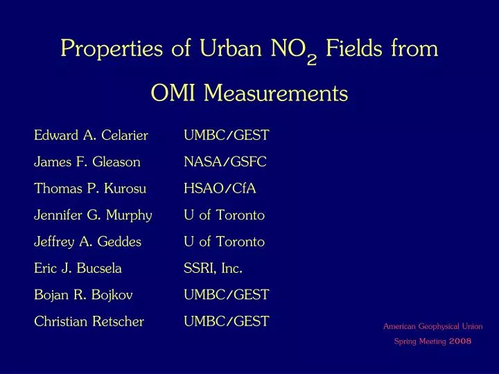 properties of urban no 2 fields from omi measurements
