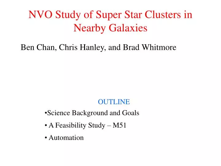 nvo study of super star clusters in nearby galaxies