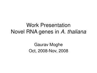 Work Presentation Novel RNA genes in A. thaliana