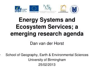 Energy Systems and Ecosystem Services; a emerging research agenda