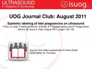 UOG Journal Club: August 2011