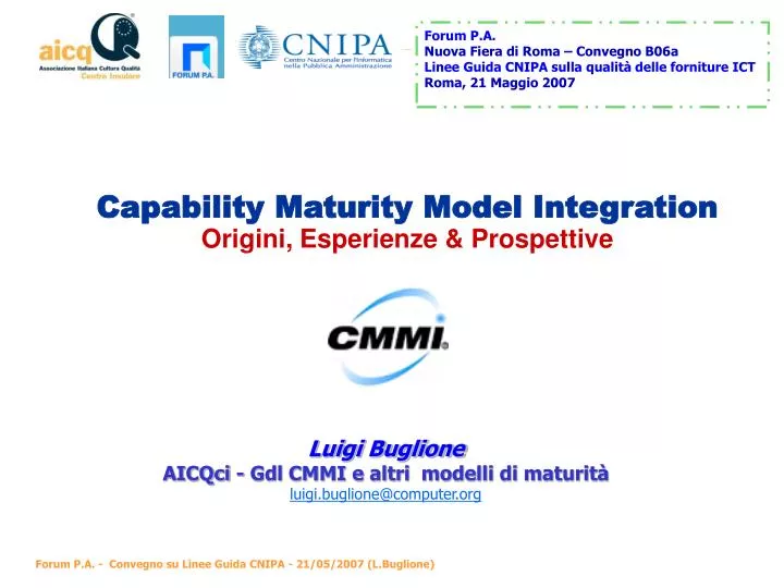capability maturity model integration origini esperienze prospettive