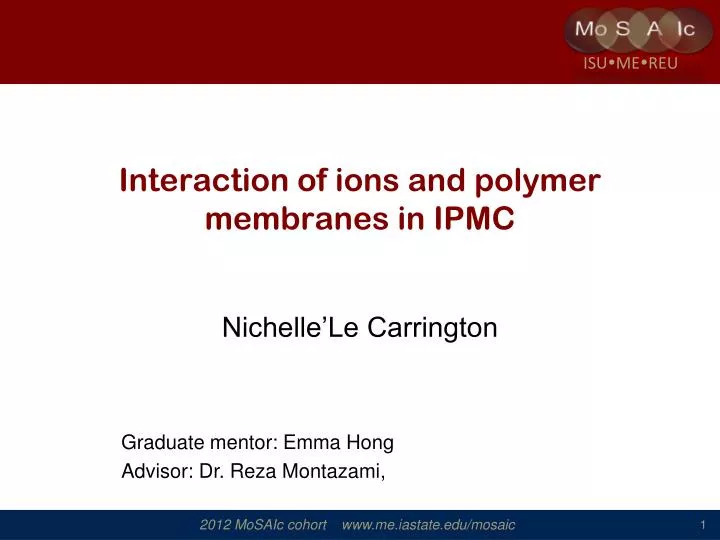 interaction of ions and polymer membranes in ipmc