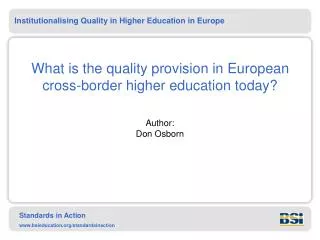 What is the quality provision in European cross-border higher education today?