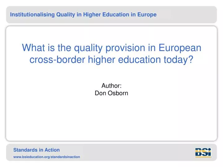 what is the quality provision in european cross border higher education today