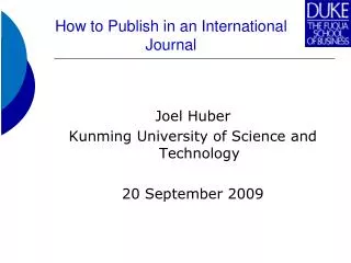 How to Publish in an International Journal