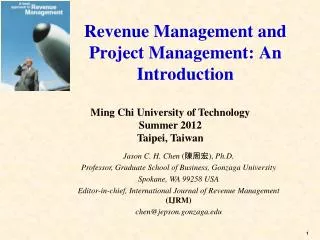 Revenue Management and Project Management: An Introduction
