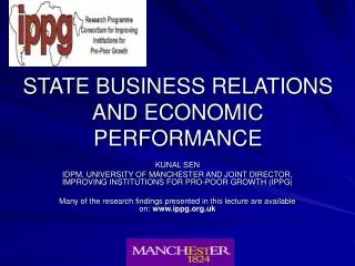 STATE BUSINESS RELATIONS AND ECONOMIC PERFORMANCE