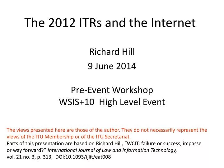 the 2012 itrs and the internet