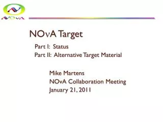 NO ?A Target Part I: Status Part II: Alternative Target Material