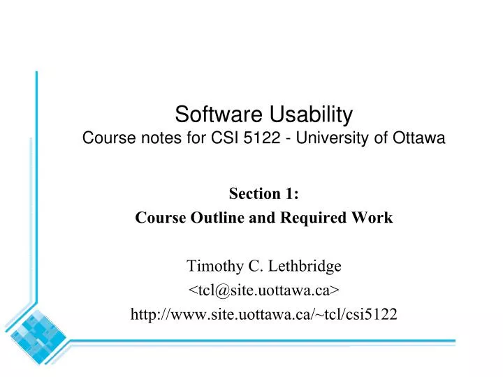 software usability course notes for csi 5122 university of ottawa
