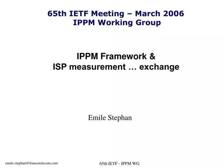 ippm framework isp measurement exchange