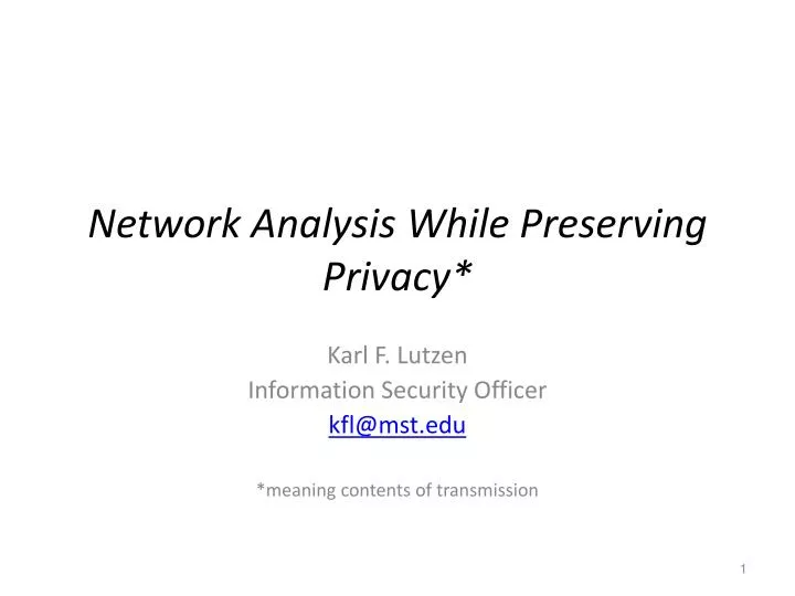 network analysis while preserving privacy