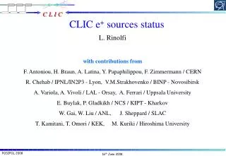 CLIC e + sources status
