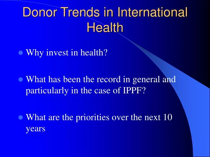 donor trends in international health