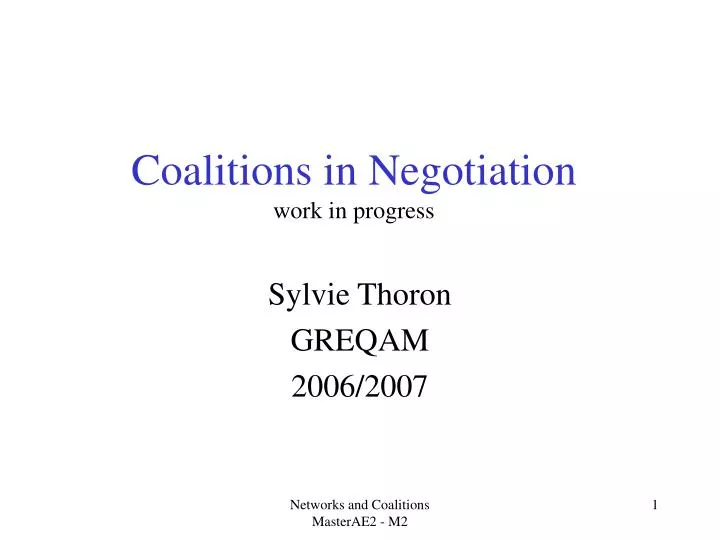 coalitions in negotiation work in progress