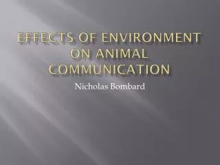 Effects of Environment on Animal Communication