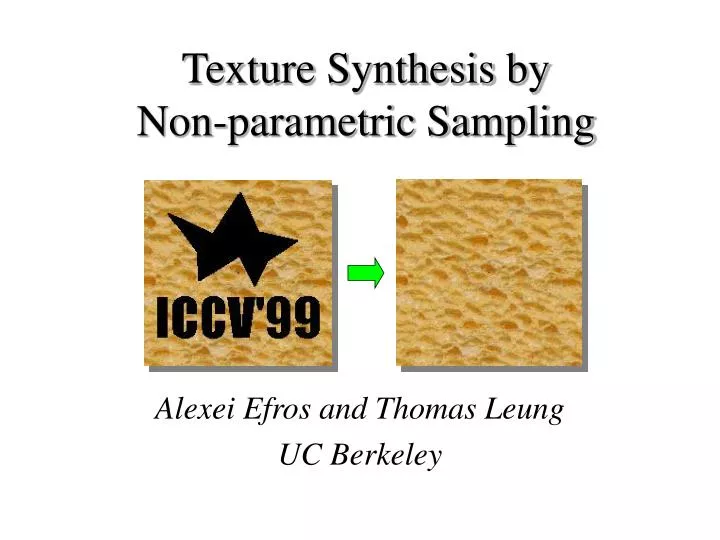 texture synthesis by non parametric sampling