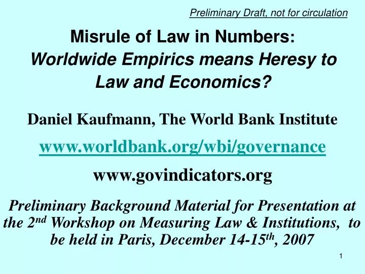 misrule of law in numbers worldwide empirics means heresy to law and economics