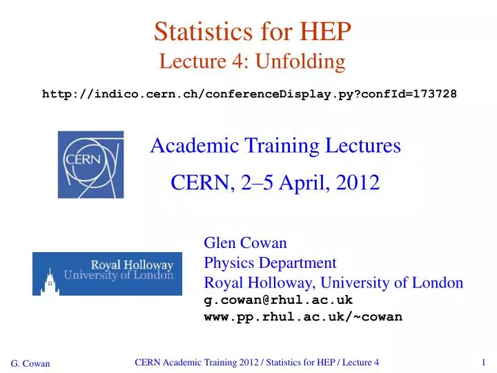 statistics for hep lecture 4 unfolding