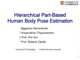 Hierarchical Part-Based Human Body Pose Estimation