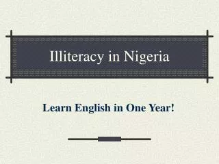 Illiteracy in Nigeria