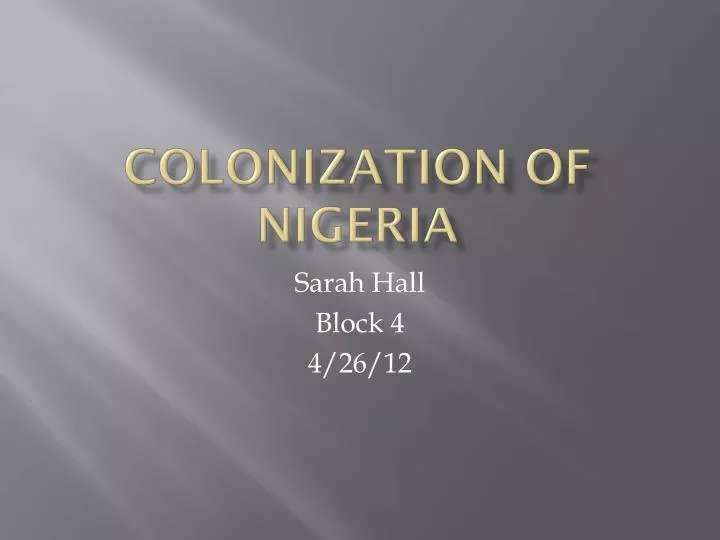 colonization of nigeria