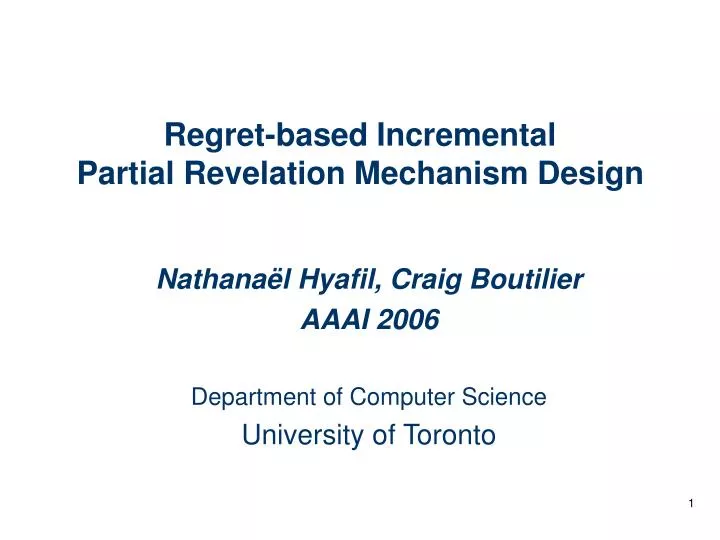 regret based incremental partial revelation mechanism design