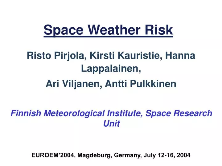 space weather risk