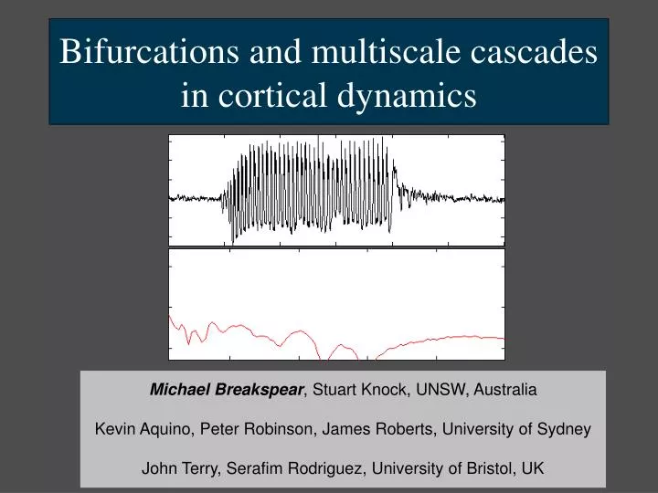 bifurcations and multiscale cascades in cortical dynamics