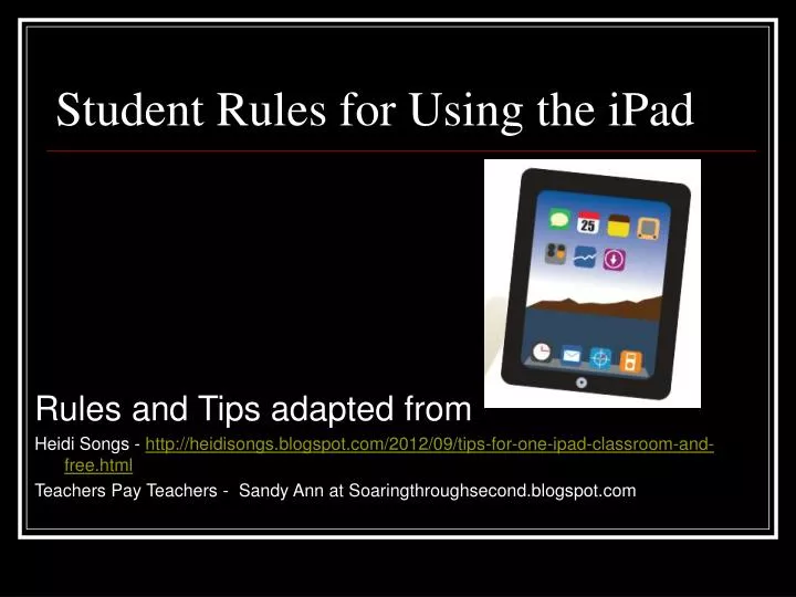 student rules for using the ipad