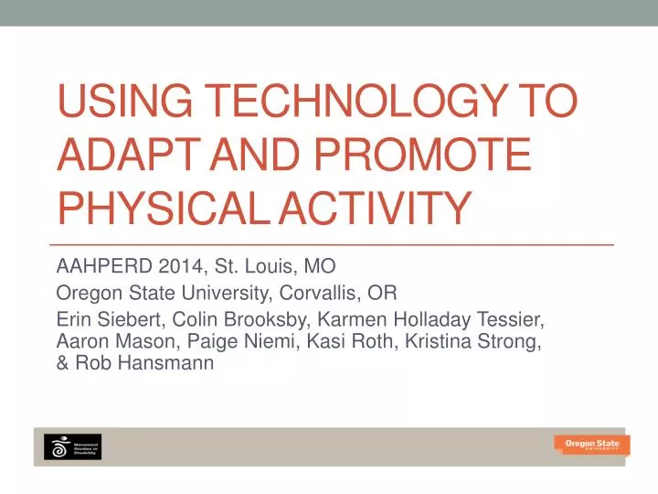 using technology to adapt and promote physical activity