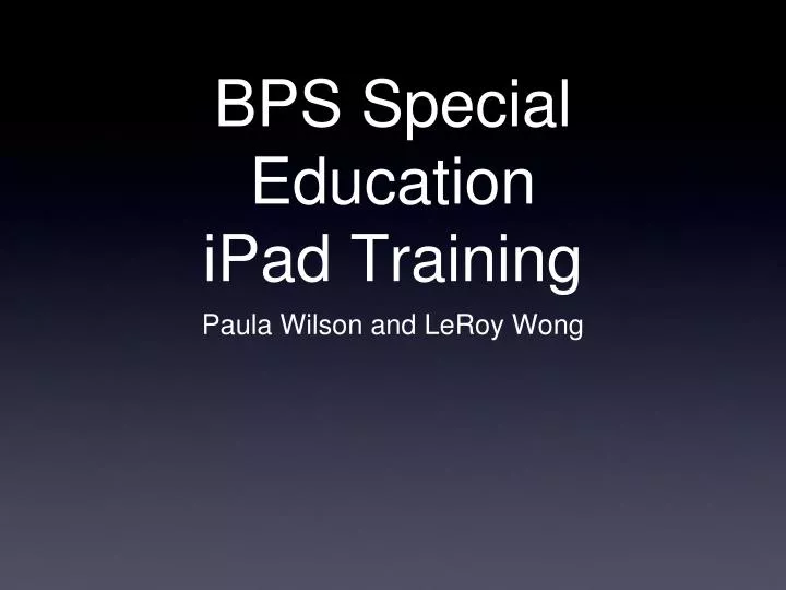 bps special education ipad training