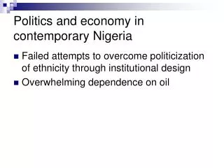 Politics and economy in contemporary Nigeria