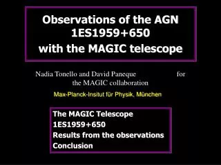 Observations of the AGN 1ES1959+650 with the MAGIC telescope