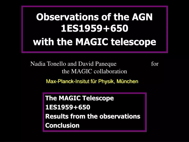 observations of the agn 1es1959 650 with the magic telescope
