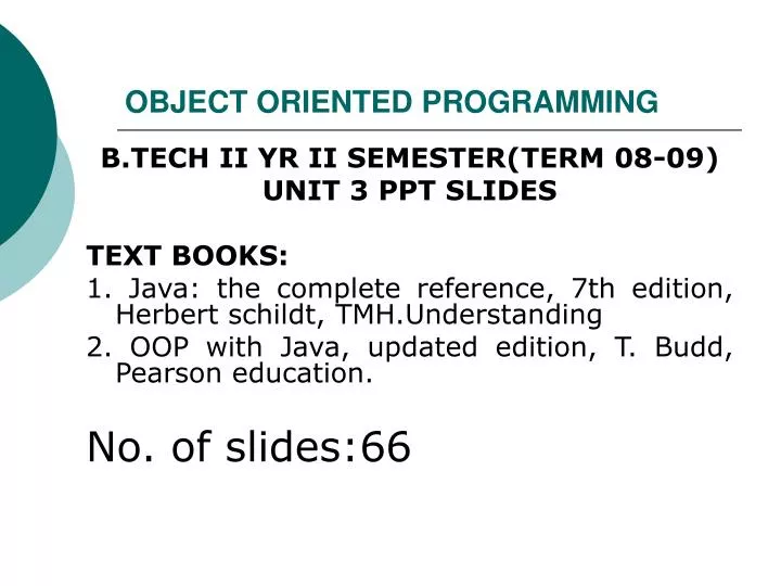 object oriented programming