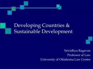 Developing Countries &amp; Sustainable Development