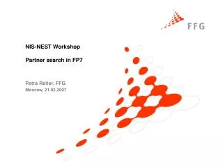 NIS-NEST Workshop Partner search in FP7