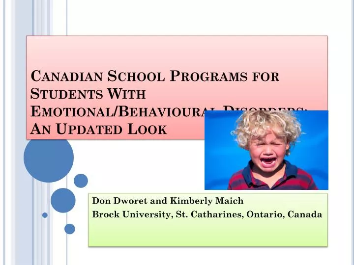 canadian school programs for students with emotional behavioural disorders an updated look