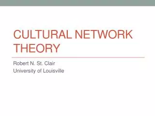 Cultural Network Theory