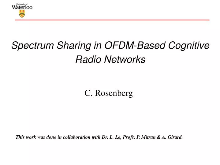 spectrum sharing in ofdm based cognitive radio networks