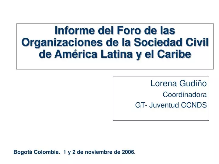 informe del foro de las organizaciones de la sociedad civil de am rica latina y el caribe