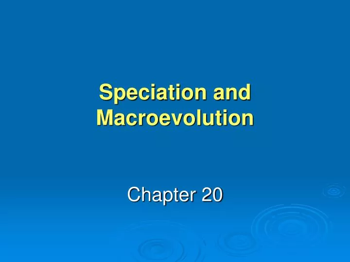 speciation and macroevolution