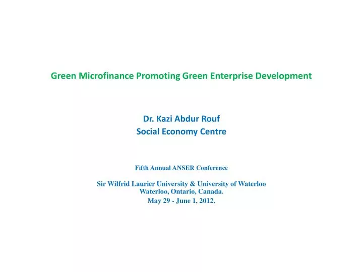 green microfinance promoting green enterprise development
